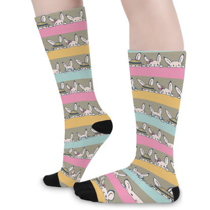 Cartoon Rabbit Pattern Print Long Socks