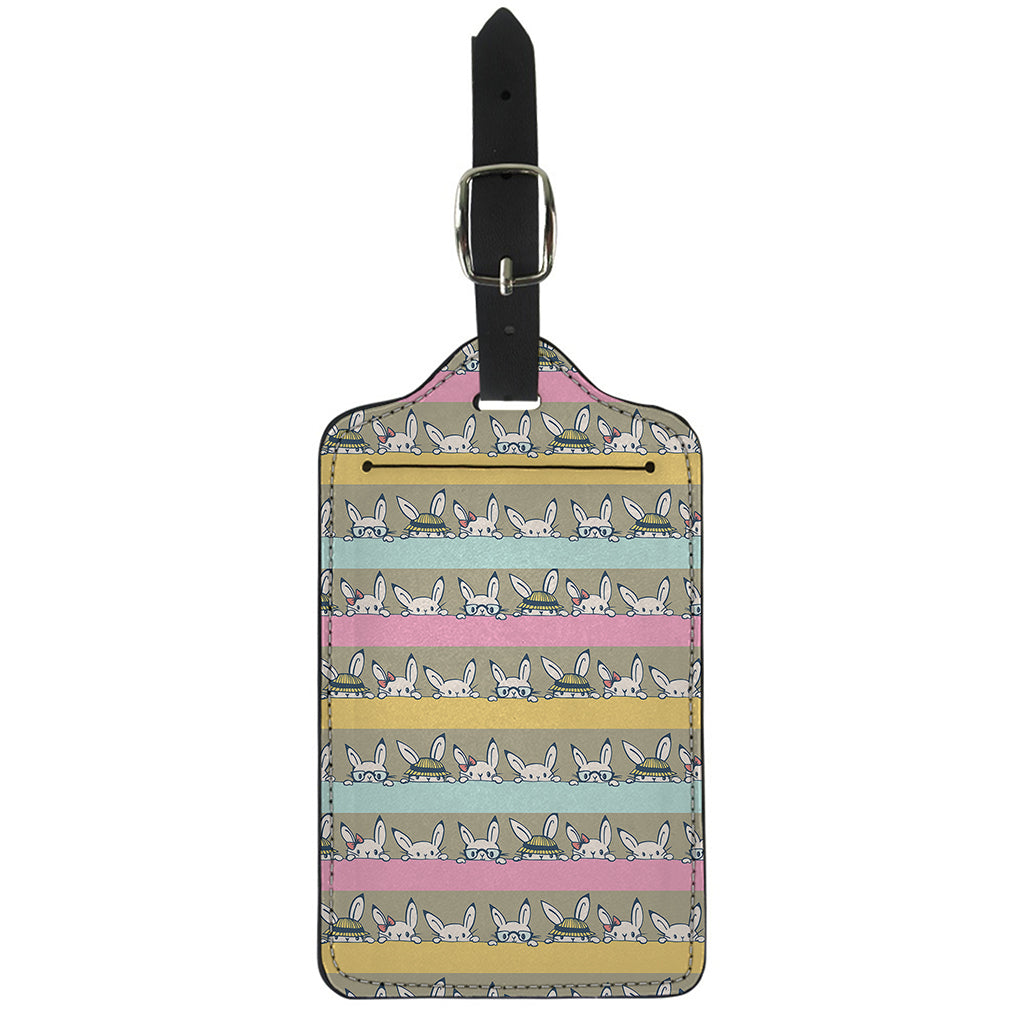 Cartoon Rabbit Pattern Print Luggage Tag