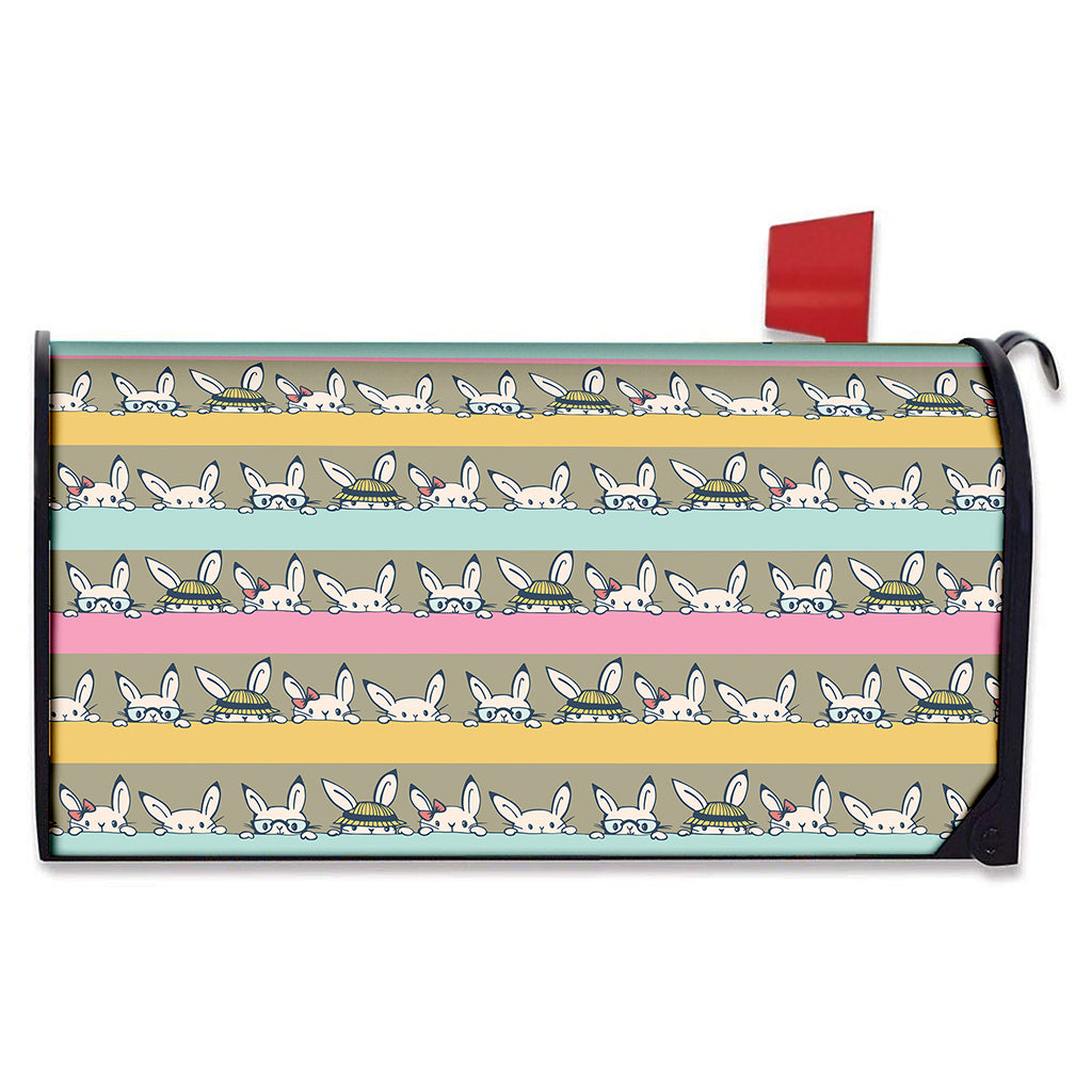 Cartoon Rabbit Pattern Print Mailbox Cover