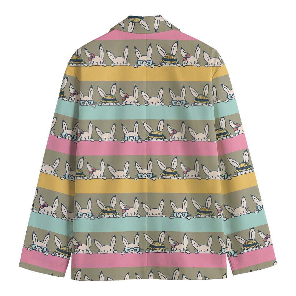 Cartoon Rabbit Pattern Print Men's Blazer