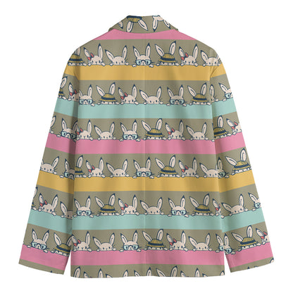 Cartoon Rabbit Pattern Print Men's Blazer