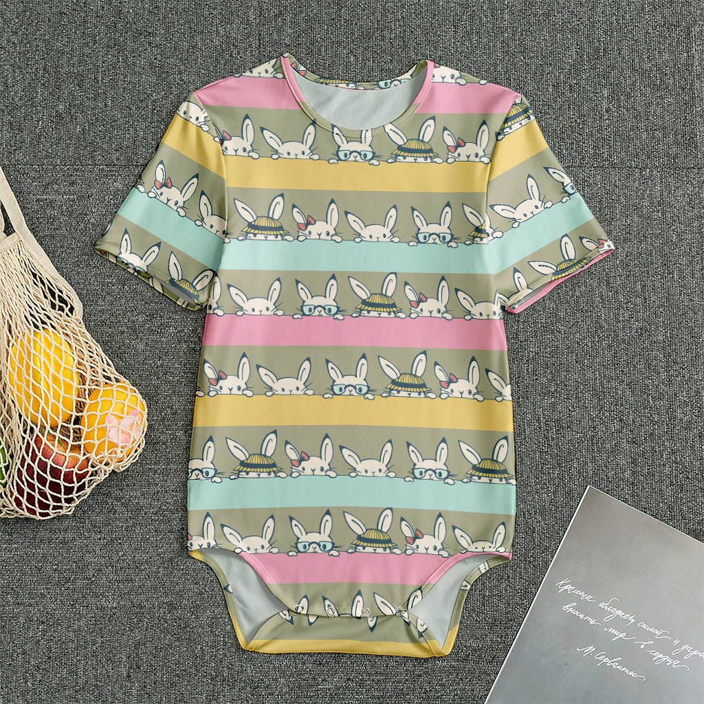 Cartoon Rabbit Pattern Print Men's Bodysuit