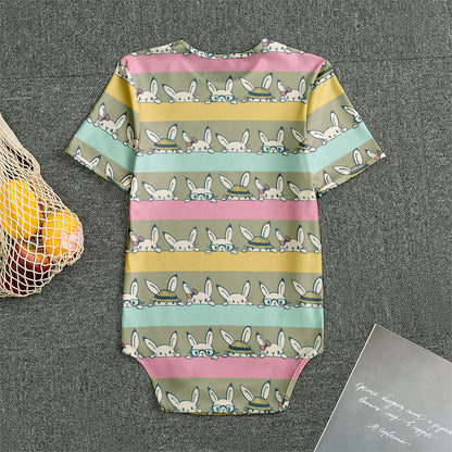 Cartoon Rabbit Pattern Print Men's Bodysuit