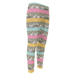 Cartoon Rabbit Pattern Print Men's Compression Pants
