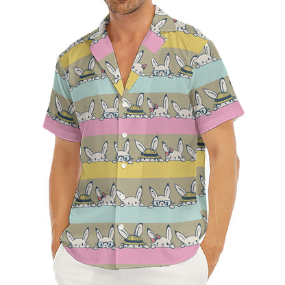 Cartoon Rabbit Pattern Print Men's Deep V-Neck Shirt