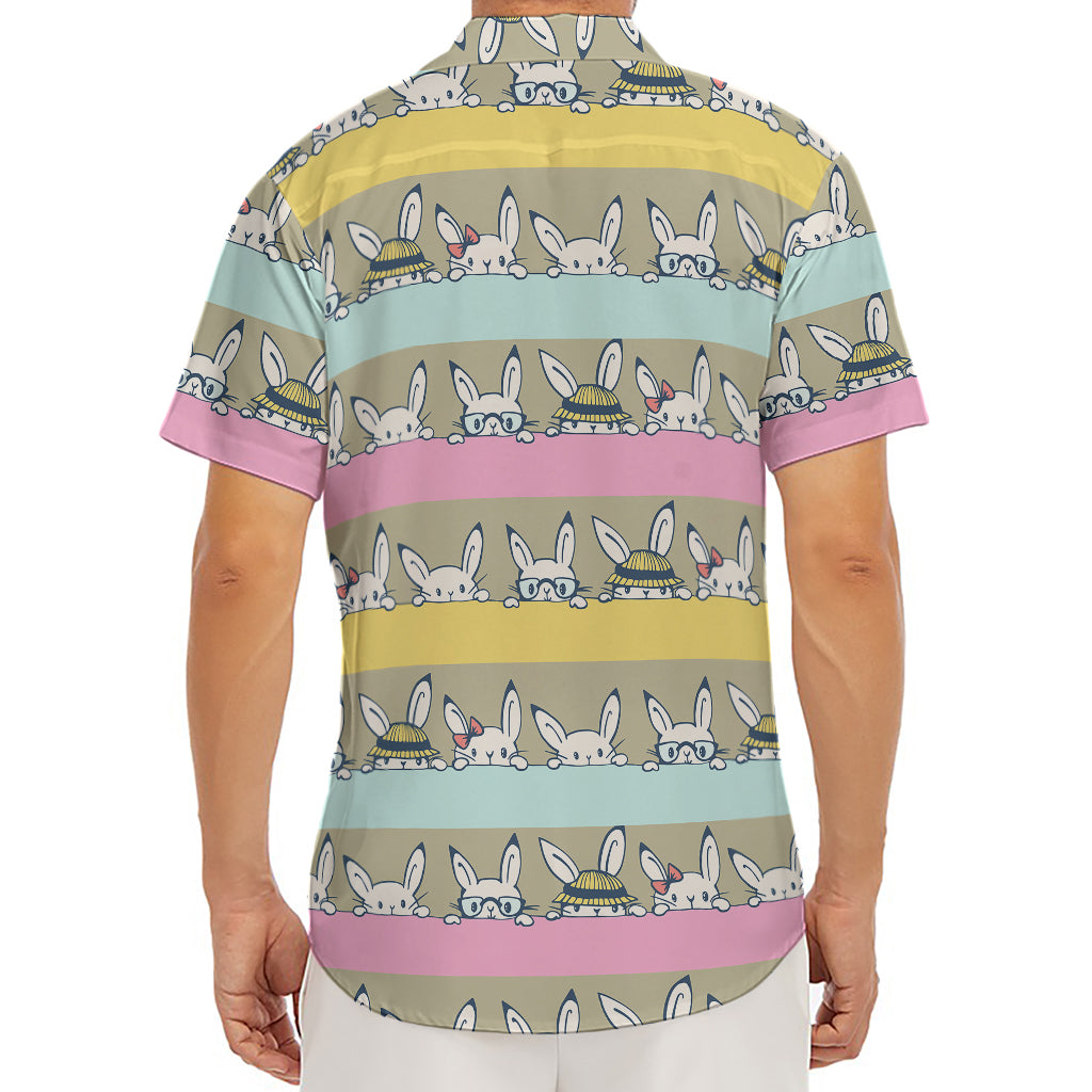 Cartoon Rabbit Pattern Print Men's Deep V-Neck Shirt