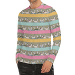 Cartoon Rabbit Pattern Print Men's Long Sleeve Rash Guard