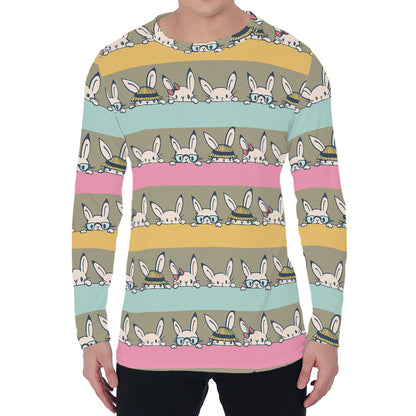 Cartoon Rabbit Pattern Print Men's Long Sleeve T-Shirt