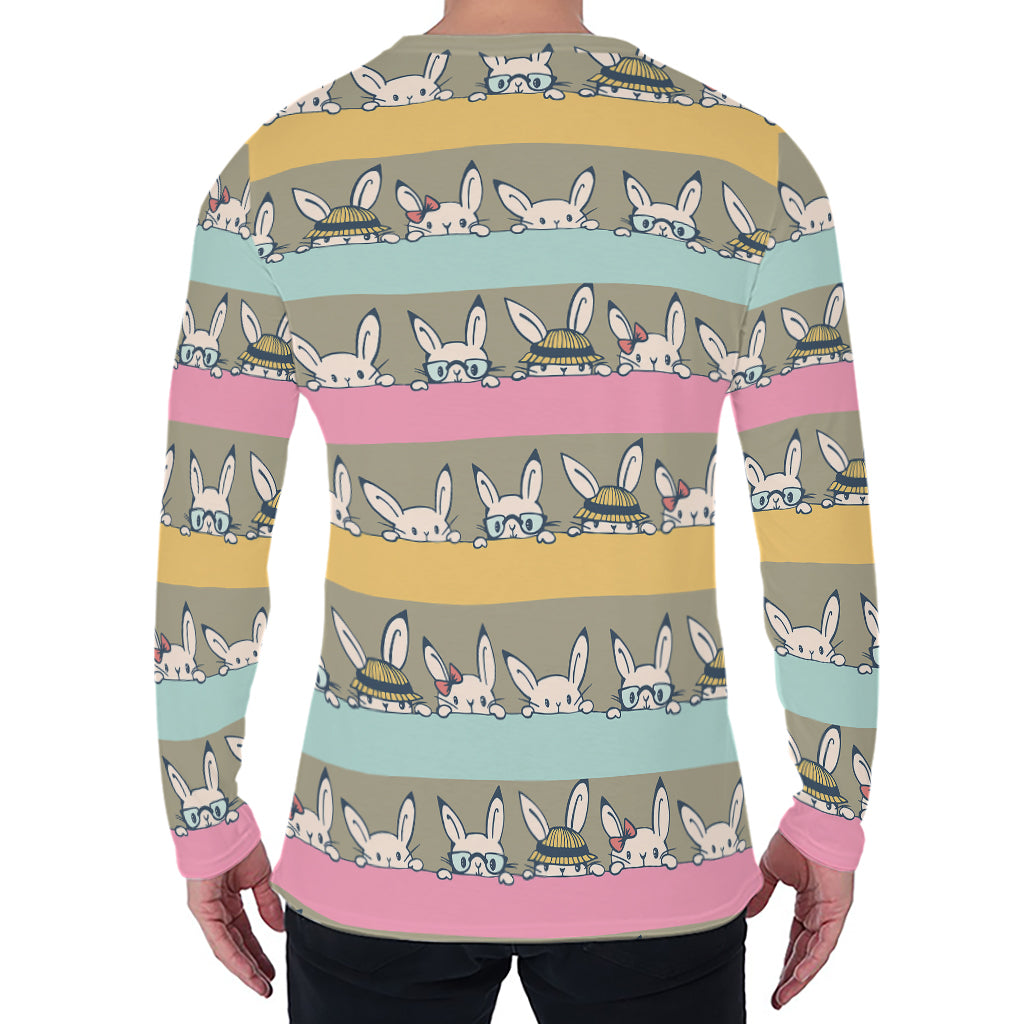 Cartoon Rabbit Pattern Print Men's Long Sleeve T-Shirt