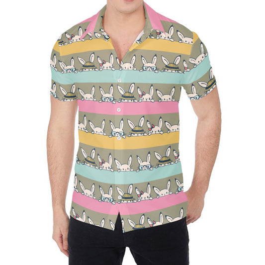 Cartoon Rabbit Pattern Print Men's Shirt