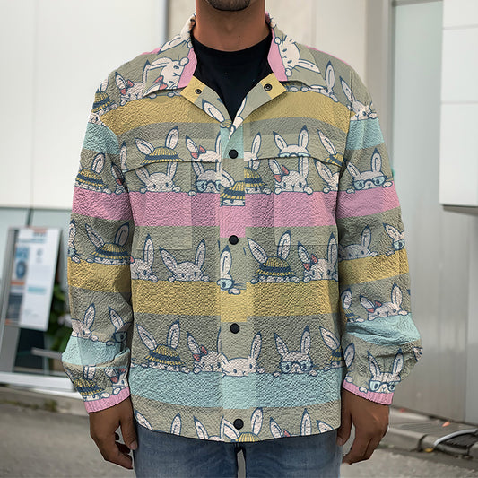 Cartoon Rabbit Pattern Print Men's Shirt Jacket