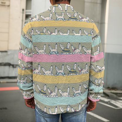 Cartoon Rabbit Pattern Print Men's Shirt Jacket