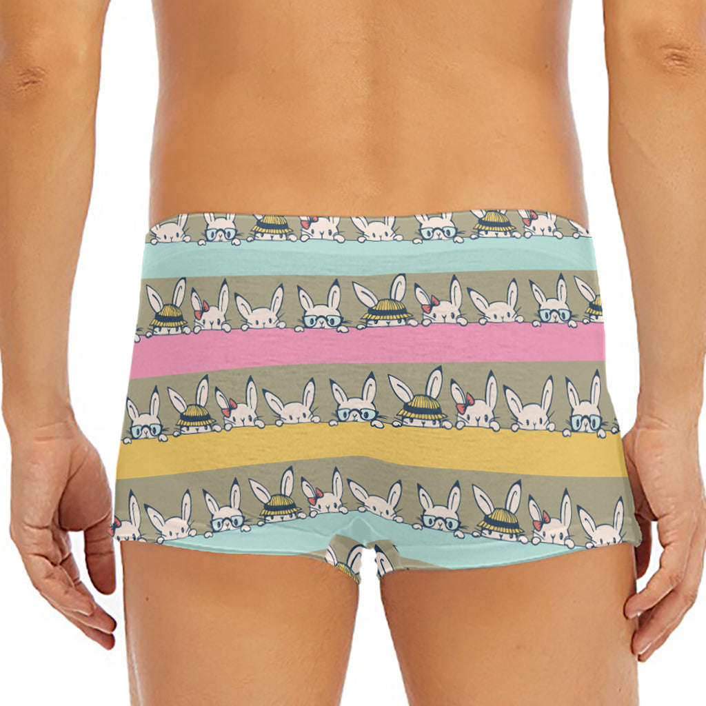 Cartoon Rabbit Pattern Print Men's Short Boxer Briefs