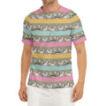 Cartoon Rabbit Pattern Print Men's Short Sleeve Rash Guard
