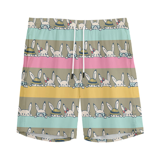 Cartoon Rabbit Pattern Print Men's Sports Shorts