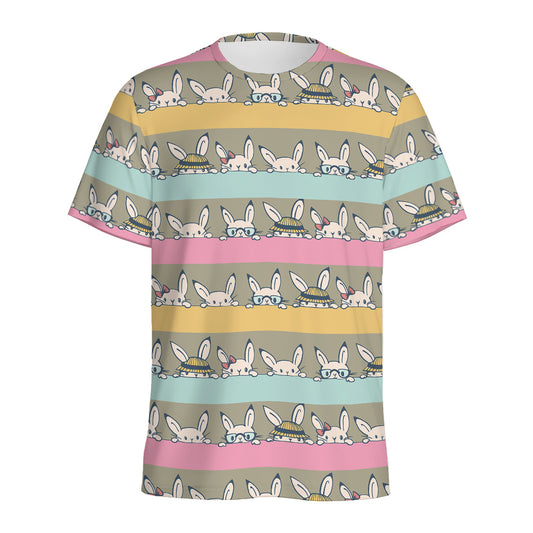 Cartoon Rabbit Pattern Print Men's Sports T-Shirt