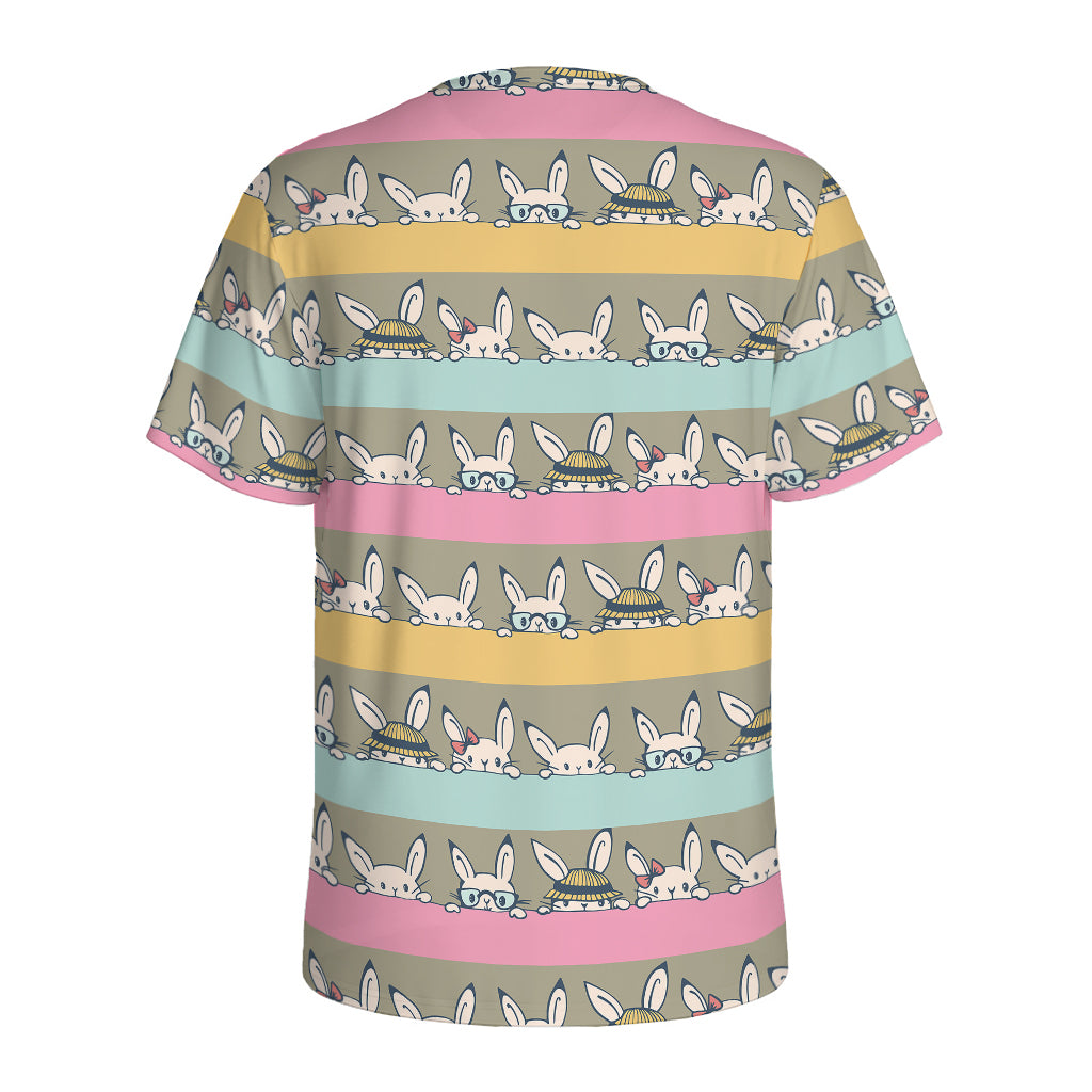 Cartoon Rabbit Pattern Print Men's Sports T-Shirt