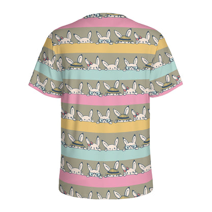 Cartoon Rabbit Pattern Print Men's Sports T-Shirt