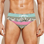 Cartoon Rabbit Pattern Print Men's Swim Briefs