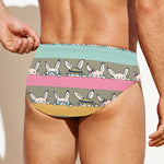 Cartoon Rabbit Pattern Print Men's Swim Briefs