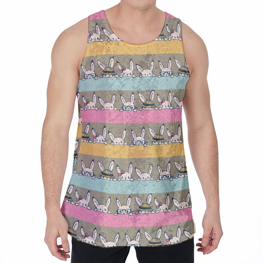 Cartoon Rabbit Pattern Print Men's Velvet Tank Top
