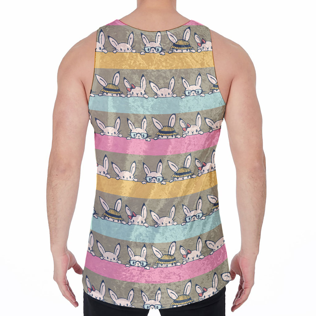 Cartoon Rabbit Pattern Print Men's Velvet Tank Top