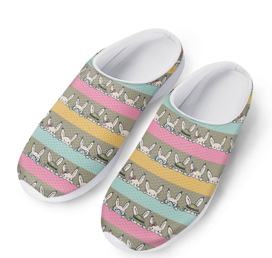 Cartoon Rabbit Pattern Print Mesh Casual Shoes