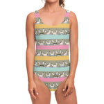 Cartoon Rabbit Pattern Print One Piece Swimsuit