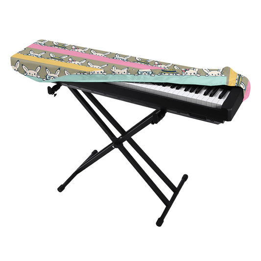 Cartoon Rabbit Pattern Print Piano Keyboard Cover