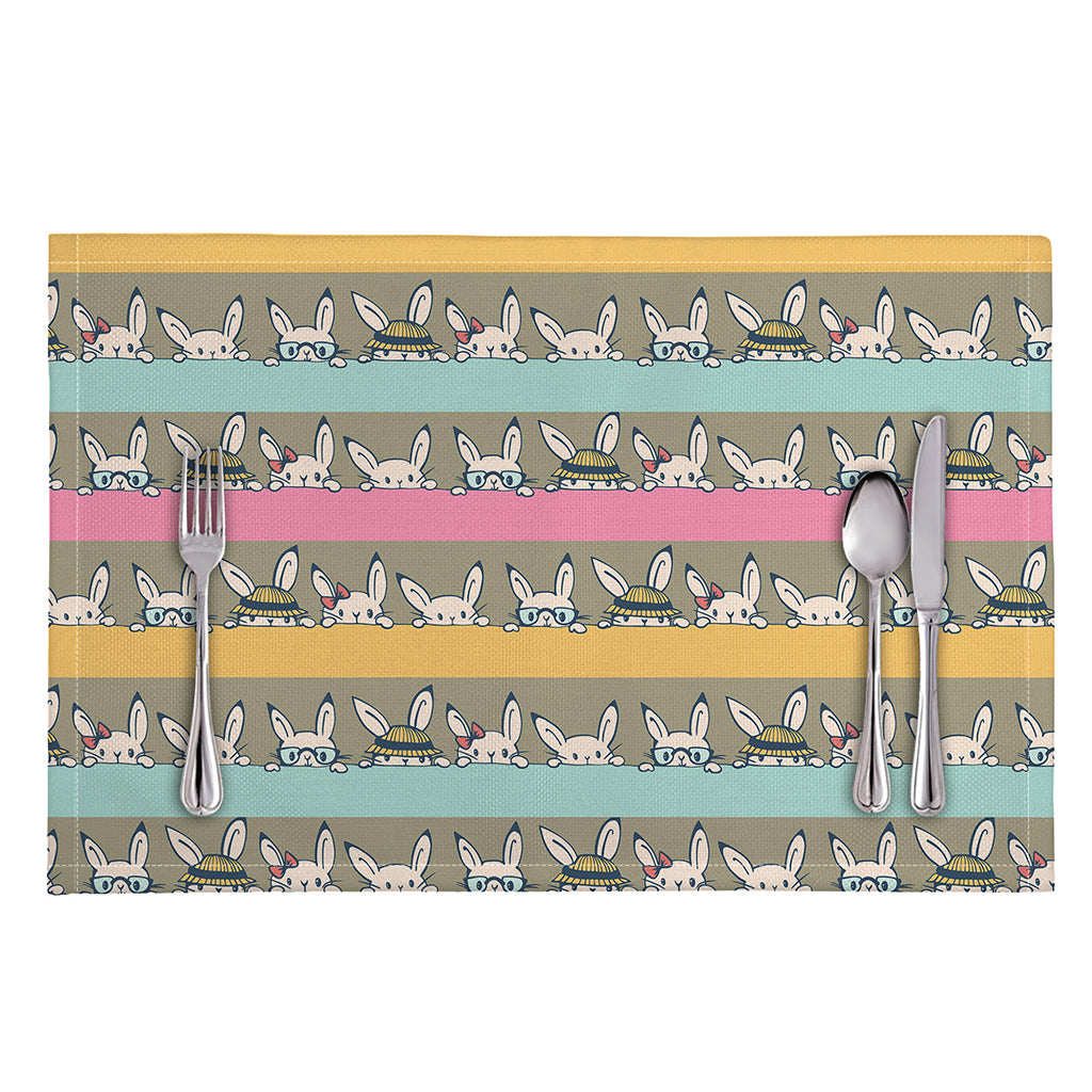 Cartoon Rabbit Pattern Print Placemat