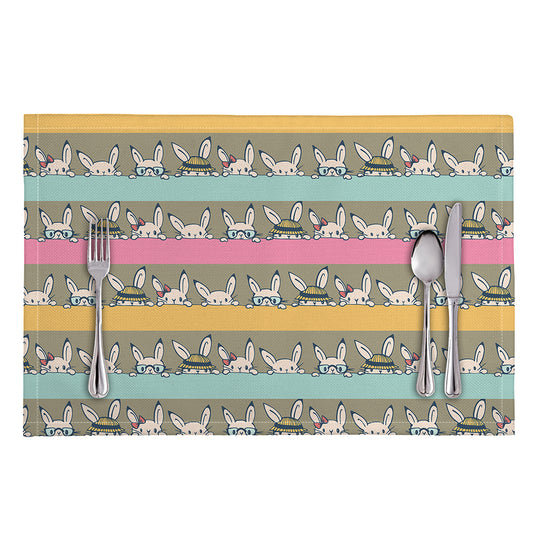 Cartoon Rabbit Pattern Print Placemat