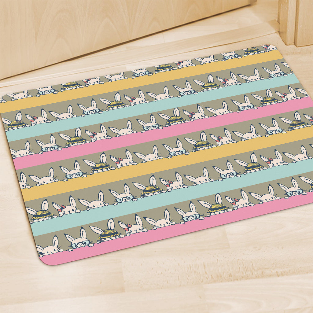Cartoon Rabbit Pattern Print Polyester Doormat