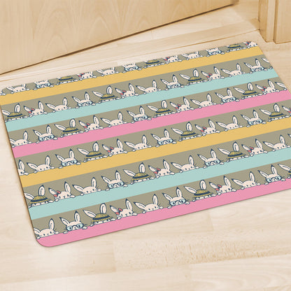 Cartoon Rabbit Pattern Print Polyester Doormat
