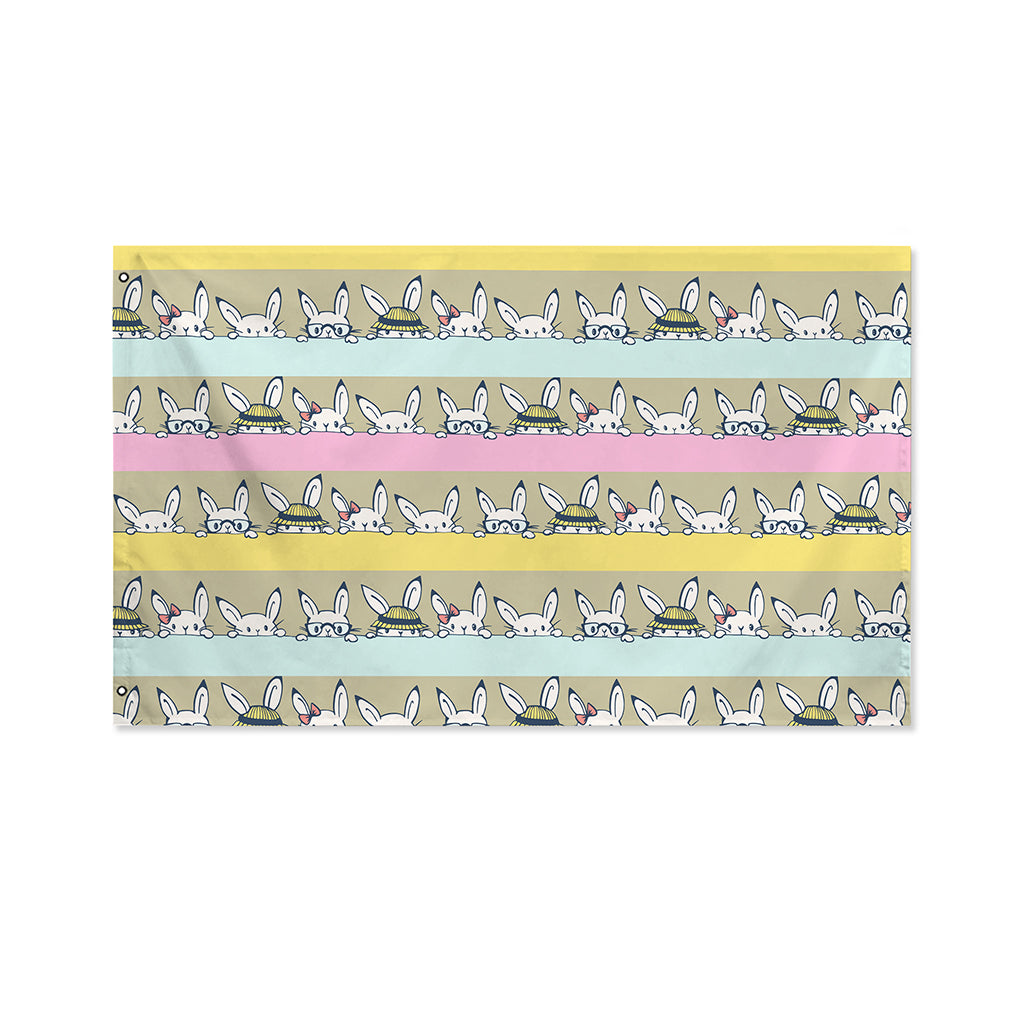 Cartoon Rabbit Pattern Print Polyester Flag