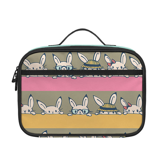 Cartoon Rabbit Pattern Print Portable Lunch Bag