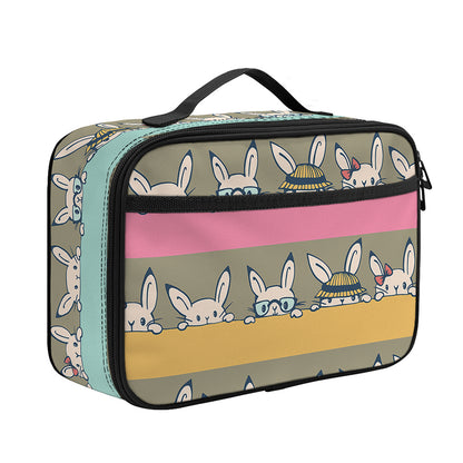 Cartoon Rabbit Pattern Print Portable Lunch Bag
