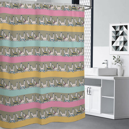 Cartoon Rabbit Pattern Print Premium Shower Curtain