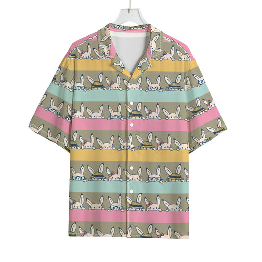 Cartoon Rabbit Pattern Print Rayon Hawaiian Shirt