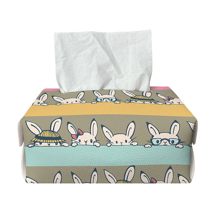 Cartoon Rabbit Pattern Print Rectangle Tissue Box Cover
