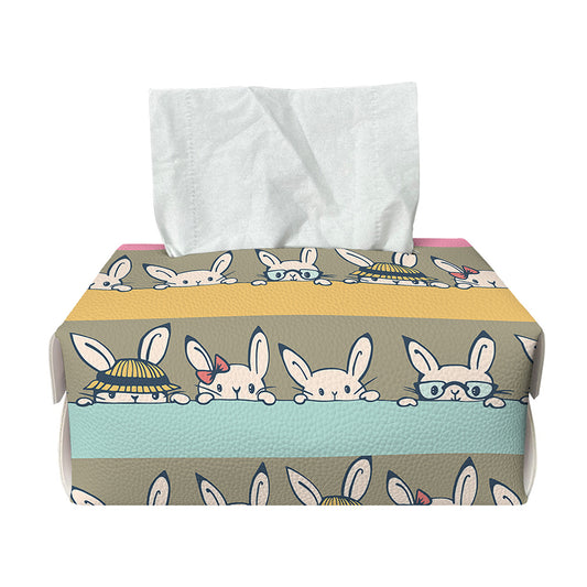Cartoon Rabbit Pattern Print Rectangle Tissue Box Cover