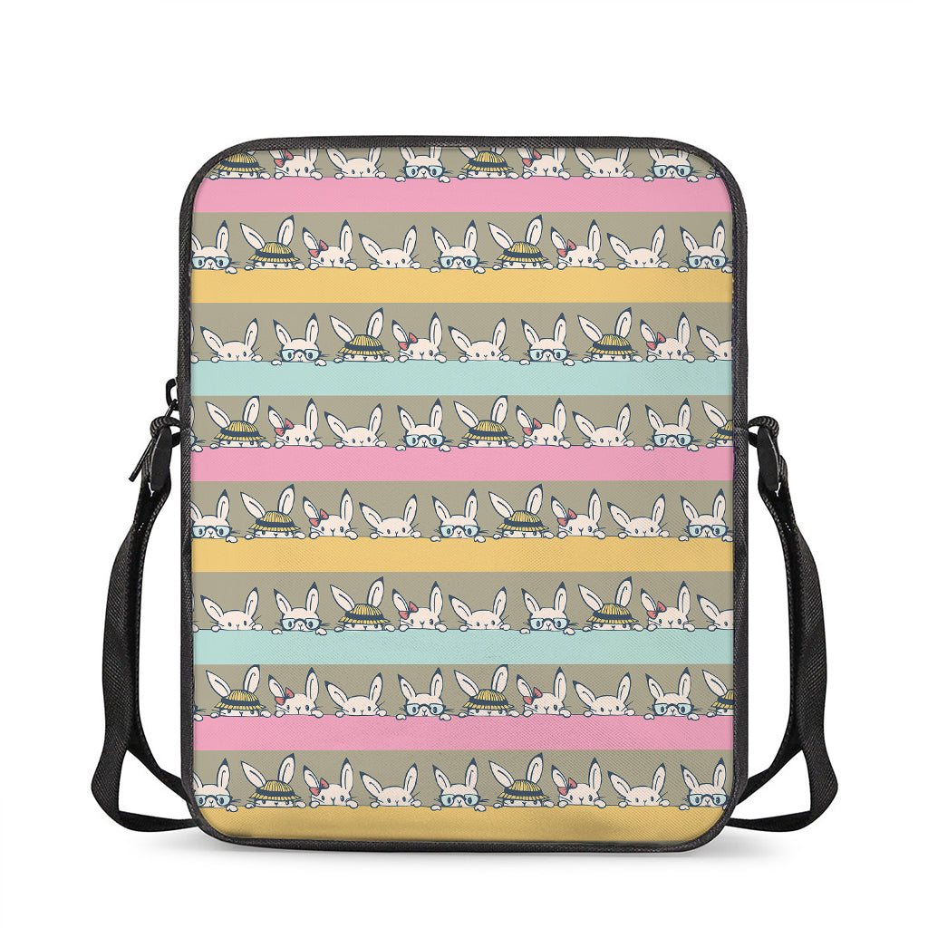 Cartoon Rabbit Pattern Print Rectangular Crossbody Bag