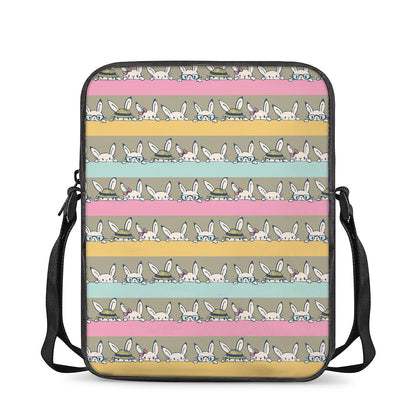 Cartoon Rabbit Pattern Print Rectangular Crossbody Bag