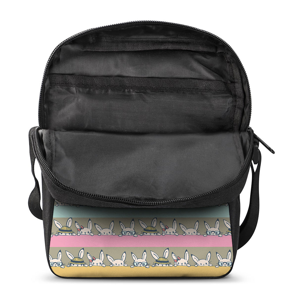 Cartoon Rabbit Pattern Print Rectangular Crossbody Bag