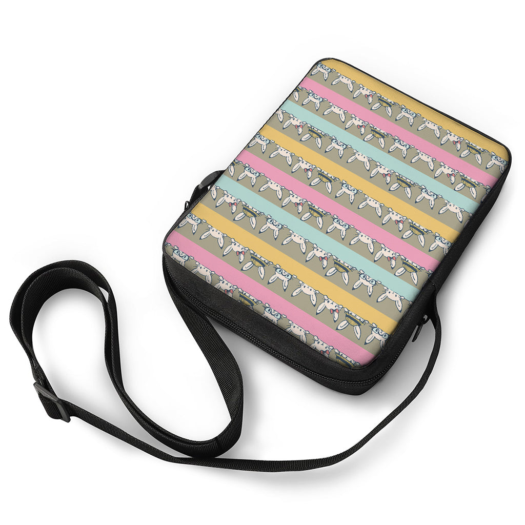 Cartoon Rabbit Pattern Print Rectangular Crossbody Bag
