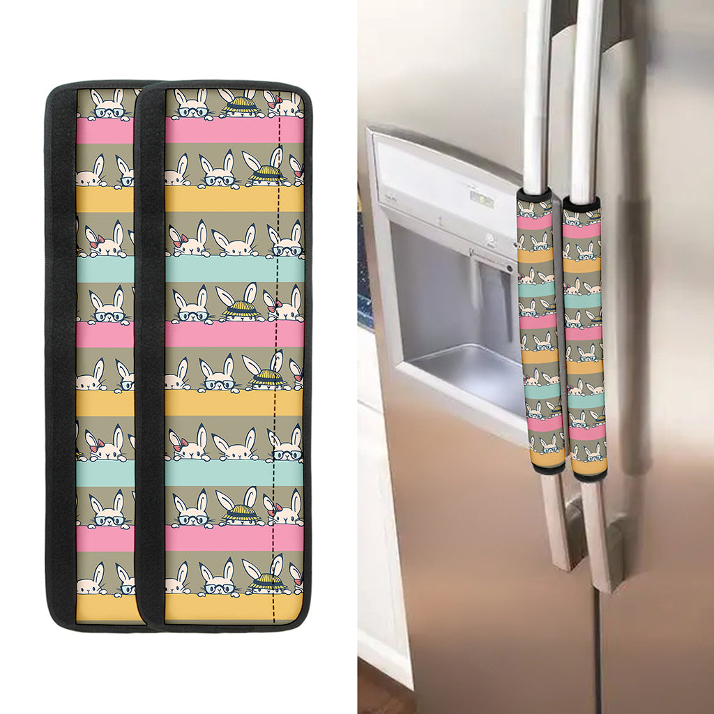 Cartoon Rabbit Pattern Print Refrigerator Handle Covers