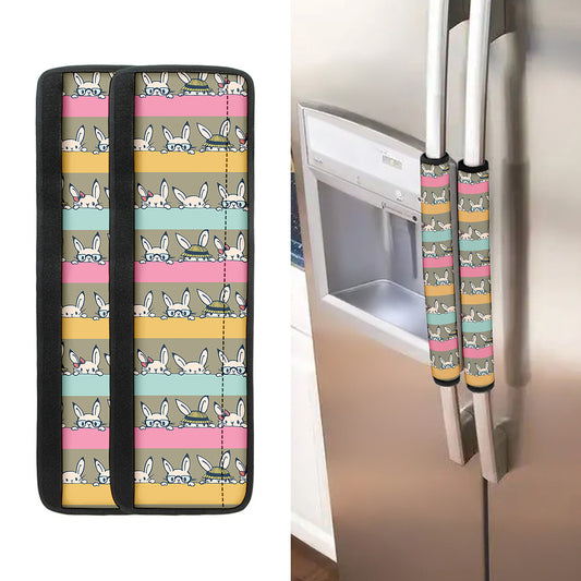 Cartoon Rabbit Pattern Print Refrigerator Handle Covers