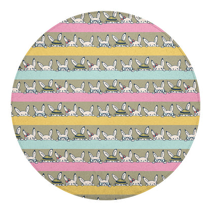 Cartoon Rabbit Pattern Print Round Blanket