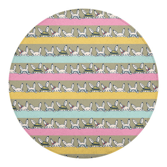 Cartoon Rabbit Pattern Print Round Blanket