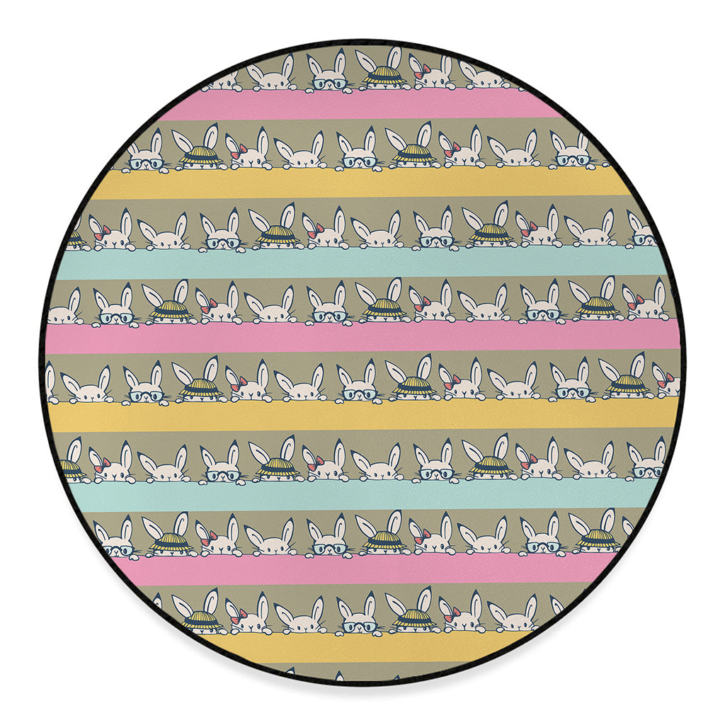 Cartoon Rabbit Pattern Print Round Floor Mat