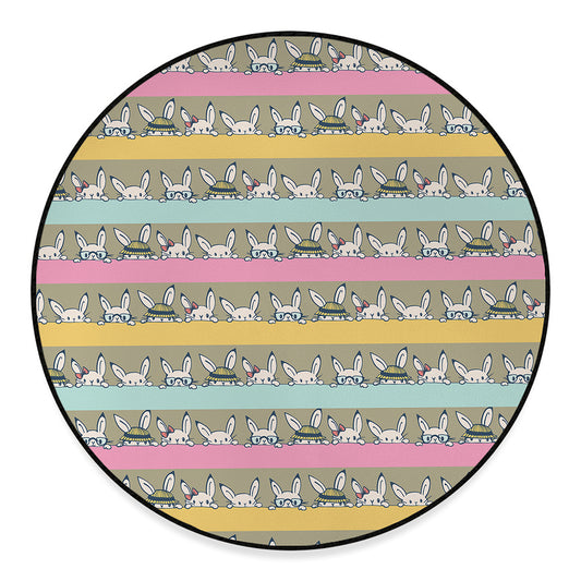 Cartoon Rabbit Pattern Print Round Floor Mat